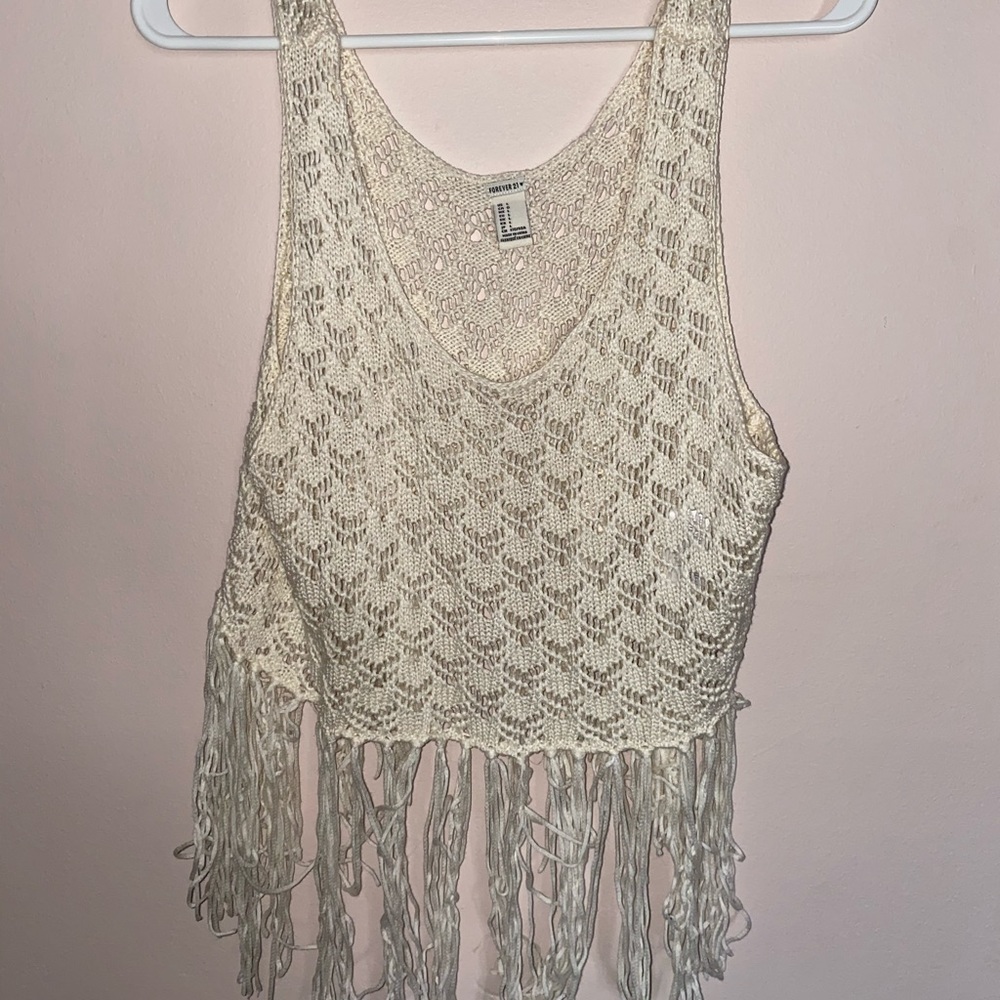 Cropped macrame top